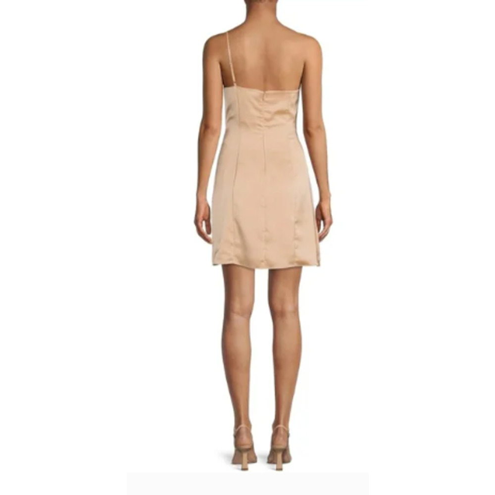 Gianni Bini One Shoulder Beige Spaghetti Strap Tie Waist Wrap Dress Sz 10 - Picture 2 of 8